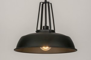 Pendelleuchte 73733 Industrielook laendlich modern Metall schwarz matt rund