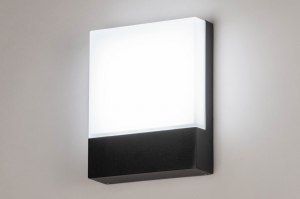 wandlamp 73746 modern aluminium kunststof polycarbonaat zwart mat rechthoekig