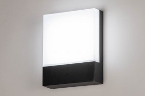 wandlamp 73746 eindereeks modern aluminium kunststof polycarbonaat zwart mat rechthoekig