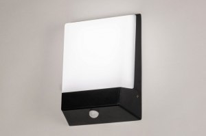 wandlamp 73747 modern aluminium kunststof polycarbonaat slagvast zwart mat rechthoekig