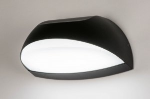 Wandleuchte 73750 Sale modern Aluminium Kunststoff Polycarbonat schwarz matt oval