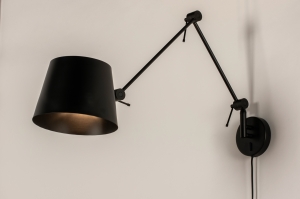 wandlamp 73758 industrieel landelijk modern metaal zwart mat rond