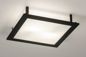 plafondlamp 73763 sale industrieel modern glas wit opaalglas metaal zwart mat wit vierkant