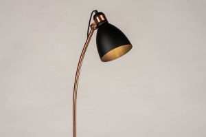 staande lamp 73796 industrieel landelijk modern retro eigentijds klassiek metaal zwart mat roodkoper rond