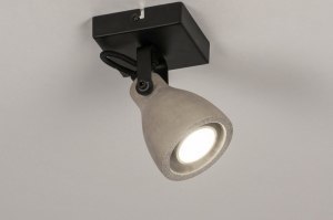 Spot 73797 Sale Industrielook laendlich modern coole Lampen grob Beton Metall schwarz matt Betongrau rund viereckig