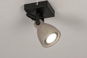 spot 73797 eindereeks industrieel landelijk modern stoere lampen beton metaal zwart mat betongrijs rond vierkant