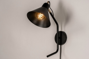 wandlamp 73811 sale industrieel modern retro eigentijds klassiek metaal zwart mat messing rond