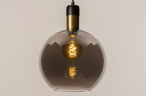 hanglamp 73850 modern retro glas messing (kleur) geschuurd zwart mat grijs goud messing (kleur) rond