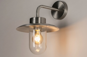 Wandleuchte 73891 laendlich modern zeitgemaess klassisch Glas klares Glas Aluminium gebuerstetes Aluminium Metall Aluminium rund