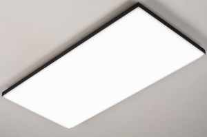 plafondlamp 73916 design modern kunststof metaal zwart mat rechthoekig