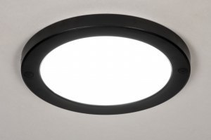 plafondlamp 73935 modern kunststof zwart mat wit rond