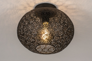 plafondlamp 73942 modern eigentijds klassiek metaal zwart mat rond