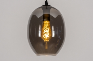 hanglamp 73953 sale modern retro eigentijds klassiek glas metaal zwart mat grijs rond