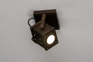 Wandleuchte 73979 Industrielook modern coole Lampen grob Metall rostbraun bronze braun rechteckig