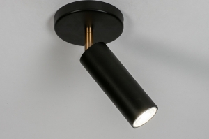 plafondlamp 73980 design landelijk rustiek modern eigentijds klassiek metaal zwart mat messing rond