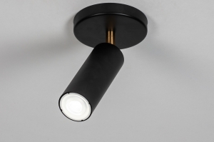 plafondlamp 73980 design landelijk modern eigentijds klassiek metaal zwart mat messing rond