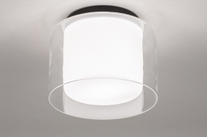 Deckenleuchte 73988 modern Retro Glas mit Opalglas klares Glas schwarz matt weiss matt rund