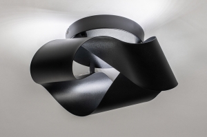plafondlamp 74027 modern retro eigentijds klassiek metaal zwart mat rond