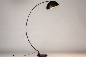 staande lamp 74066 landelijk modern retro eigentijds klassiek metaal zwart mat goud rond