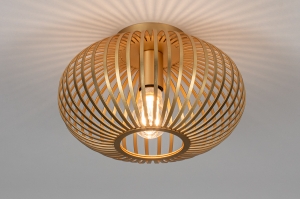 plafondlamp 74110 landelijk modern retro eigentijds klassiek art deco messing metaal goud mat messing rond