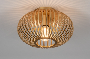 plafondlamp 74110 landelijk modern retro eigentijds klassiek art deco messing metaal goud messing rond