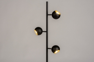 staande lamp 74113 modern retro metaal zwart mat goud rond