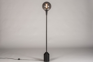 Stehleuchte 74126 laendlich modern Glas Metall schwarz matt grau rund