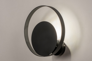 wandlamp 74133 modern retro metaal zwart mat rond