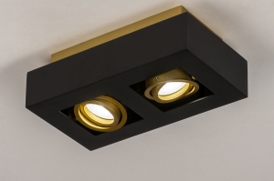 Deckenleuchte 74135 Design modern Metall schwarz matt Gold rechteckig
