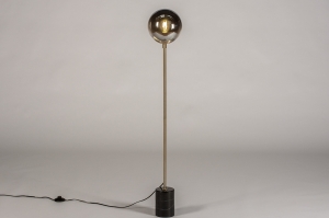 vloerlamp 74151 landelijk klassiek eigentijds klassiek glas marmer metaal zwart mat glans goud messing rond