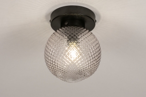 plafondlamp 74156 landelijk modern retro klassiek eigentijds klassiek art deco glas zwart mat grijs bruin