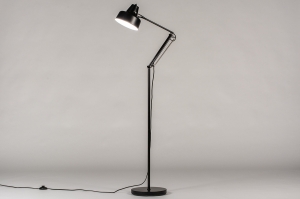 vloerlamp 74169 modern retro eigentijds klassiek metaal zwart mat rond