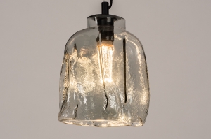 hanglamp 74174 industrieel design landelijk modern eigentijds klassiek glas metaal zwart mat grijs rond