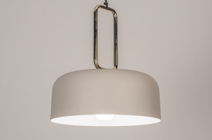 hanglamp 74184 design landelijk modern retro eigentijds klassiek messing metaal grijs creme mat messing zand rond