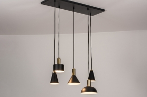 hanglamp 74190 modern retro eigentijds klassiek messing metaal zwart mat messing rond rechthoekig