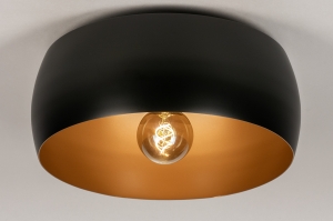 plafondlamp 74199 modern eigentijds klassiek metaal zwart mat goud rond