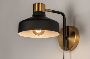 Wandleuchte 74252 Industrielook modern Retro zeitgemaess klassisch Messing (farben) gebuerstet Metall schwarz matt Goldfarben Matt Messing (farben) ru