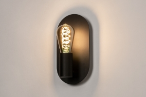 wandlamp 74255 landelijk modern eigentijds klassiek metaal zwart mat ovaal