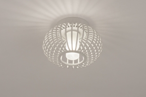 plafondlamp 74286 modern retro glas wit opaalglas metaal wit mat rond