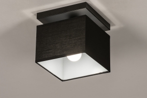 plafondlamp 74299 modern eigentijds klassiek stof metaal zwart mat vierkant