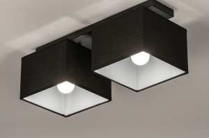 plafondlamp 74300 sale modern eigentijds klassiek stof metaal zwart mat rechthoekig