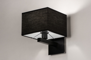 wandlamp 74301 landelijk modern eigentijds klassiek stof metaal zwart mat vierkant