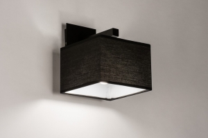 wandlamp 74301 landelijk modern eigentijds klassiek stof metaal zwart mat vierkant