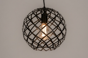 hanglamp 74309 industrieel landelijk modern retro metaal zwart mat rond