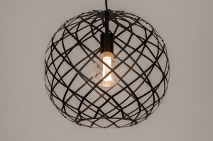 hanglamp 74310 industrieel landelijk modern retro metaal zwart mat rond