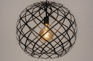 hanglamp 74311 industrieel landelijk modern retro metaal zwart mat rond