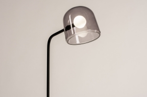 staande lamp 74351 design modern glas wit opaalglas metaal zwart mat grijs rond