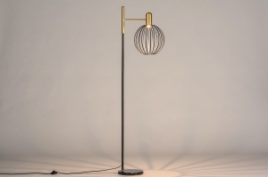 vloerlamp 74373 landelijk modern eigentijds klassiek messing (kleur) geschuurd marmer metaal zwart mat glans goud messing (kleur) rond