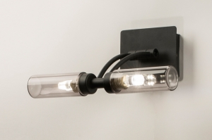 wandlamp 74410 modern glas metaal zwart mat grijs langwerpig