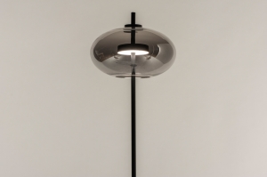 vloerlamp 74421 sale modern retro eigentijds klassiek art deco glas metaal zwart mat grijs rond